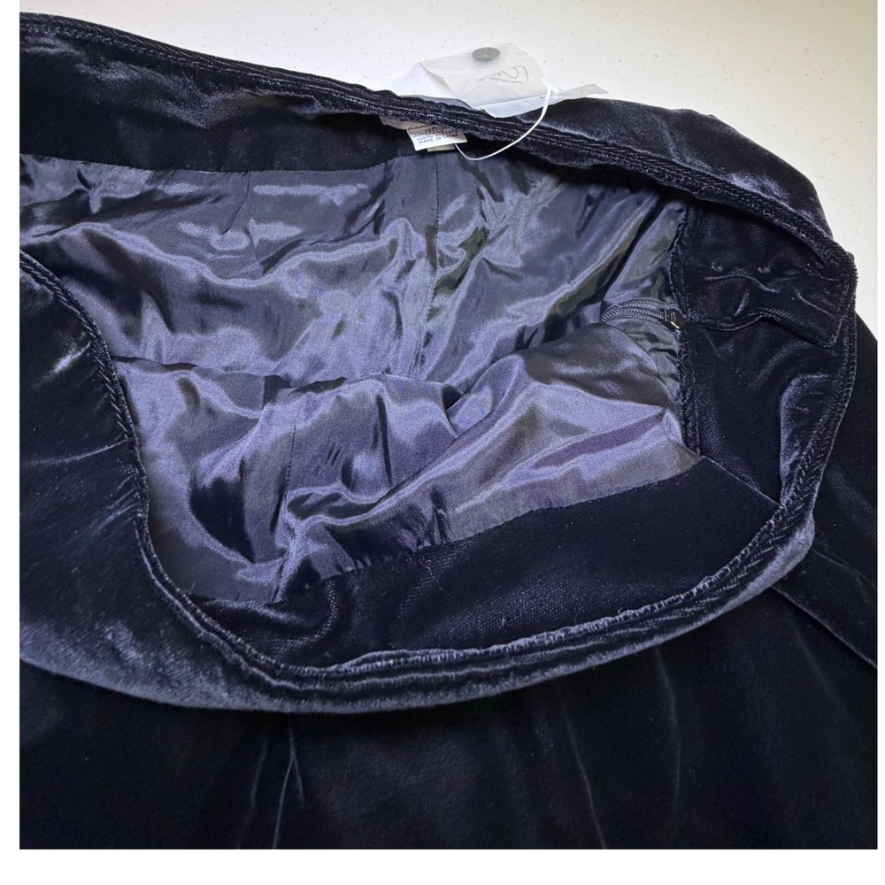 NWT Ann Taylor Loft Velvet Wide Leg Pants‎ Black Size 14 High Waisted Classic - Picture 5 of 11